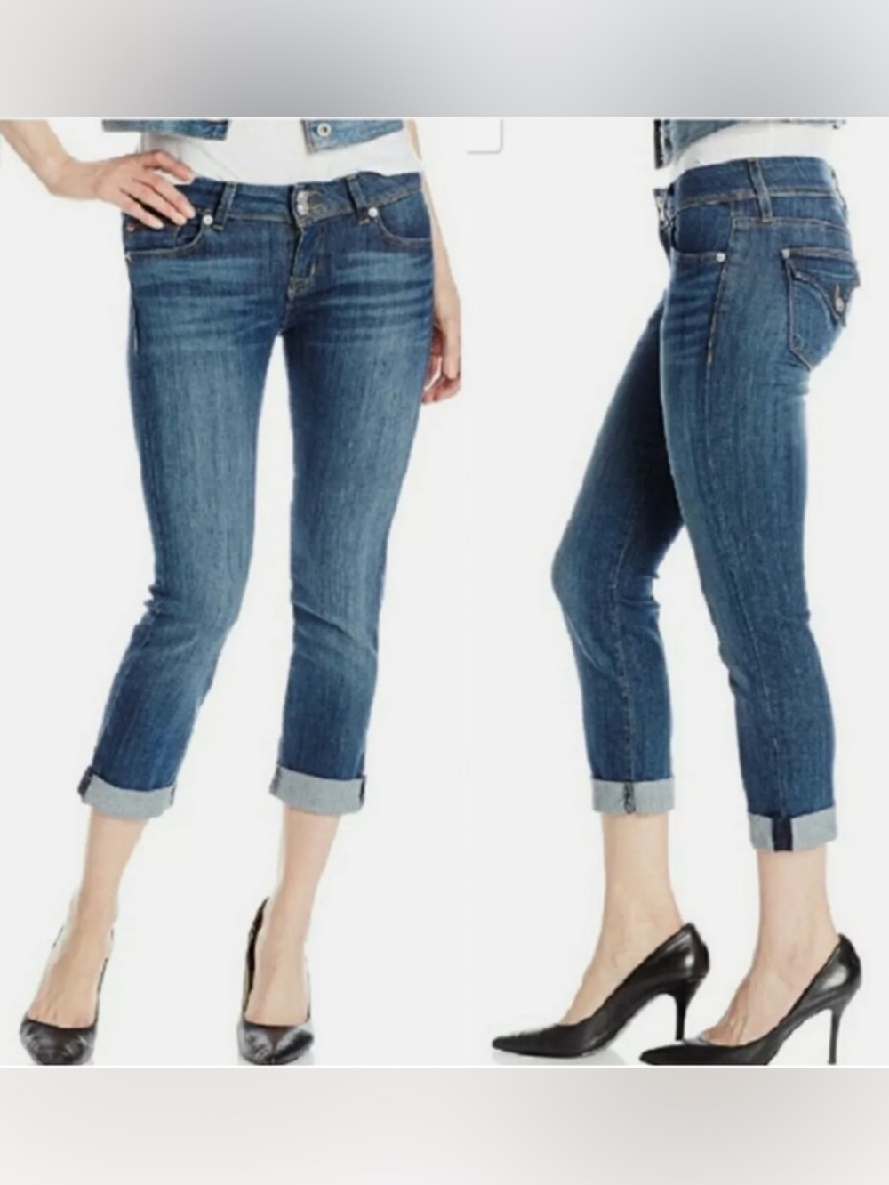 Hudson Women's Ginny Straight Leg Crop Blue Jean Cuff In 26 EUC